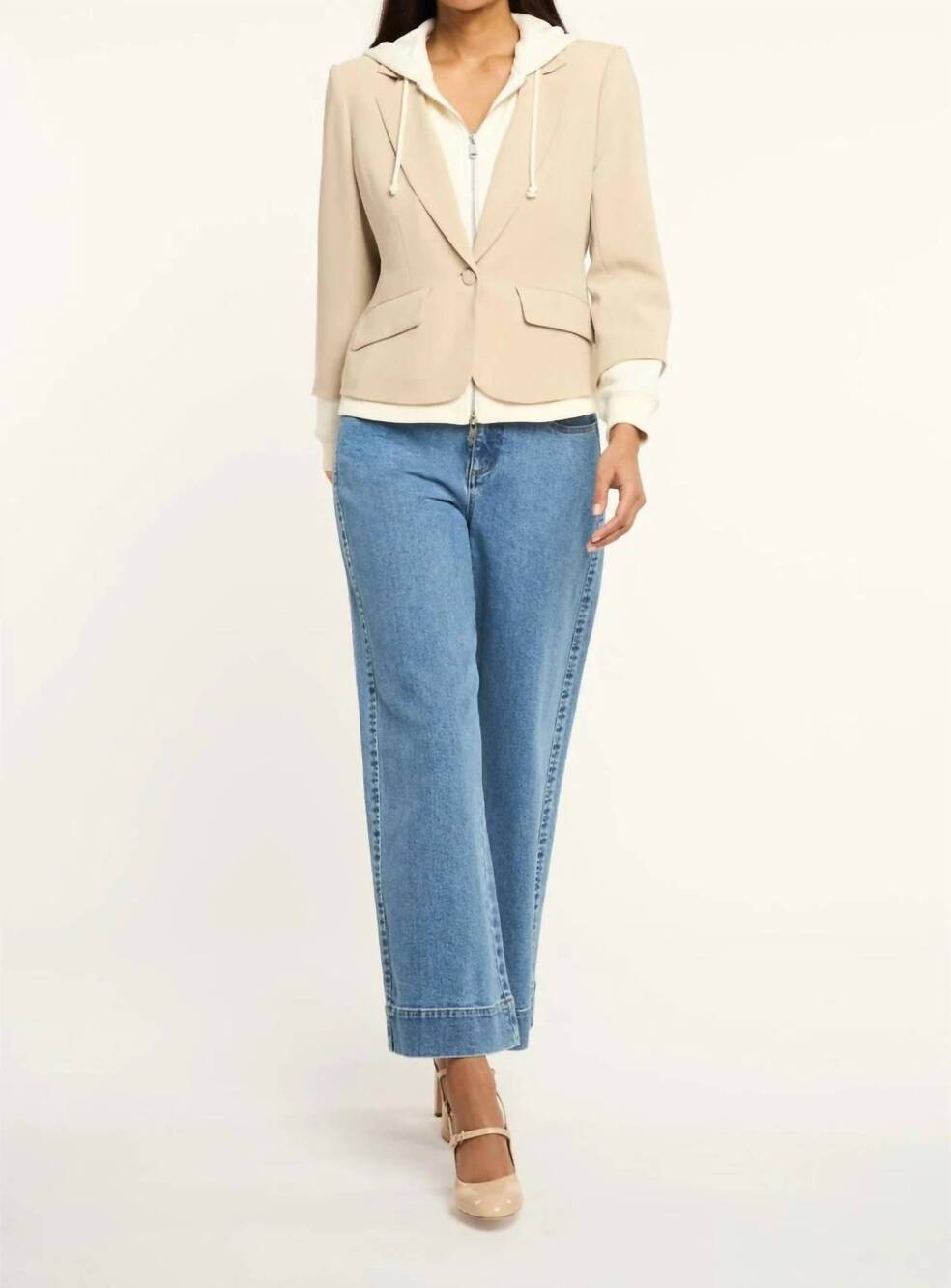 NEW CINQ A SEPT zip up le petit khloe blazer in khaki/ivory